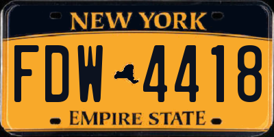 NY license plate FDW4418