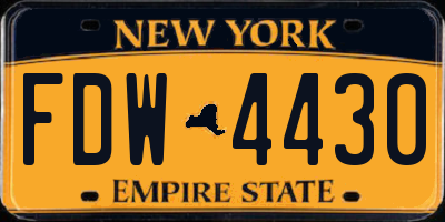 NY license plate FDW4430