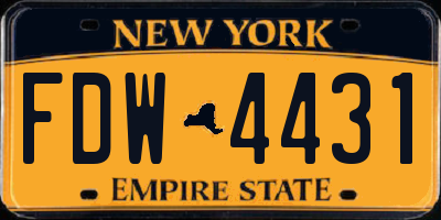 NY license plate FDW4431