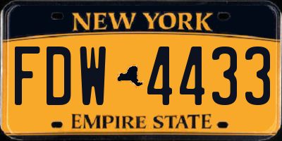 NY license plate FDW4433