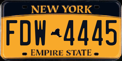 NY license plate FDW4445