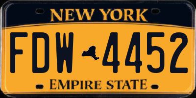 NY license plate FDW4452