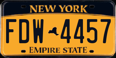 NY license plate FDW4457