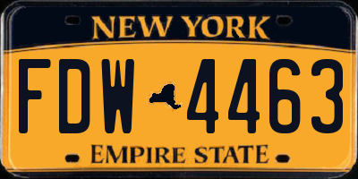 NY license plate FDW4463