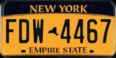 NY license plate FDW4467