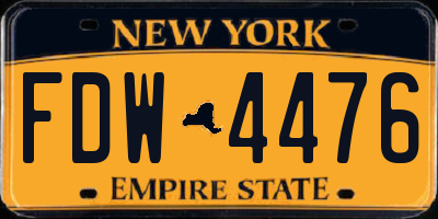 NY license plate FDW4476