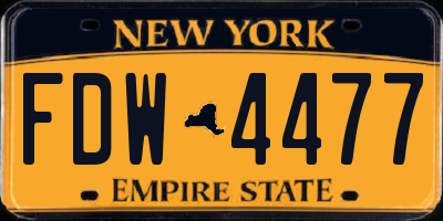 NY license plate FDW4477