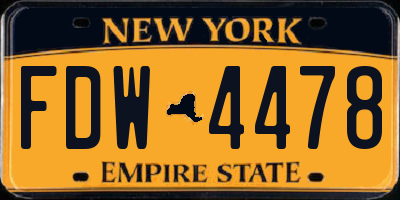 NY license plate FDW4478