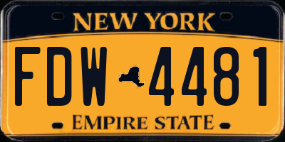 NY license plate FDW4481