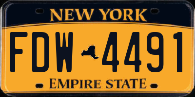 NY license plate FDW4491