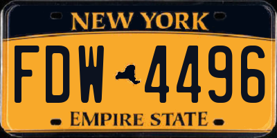 NY license plate FDW4496