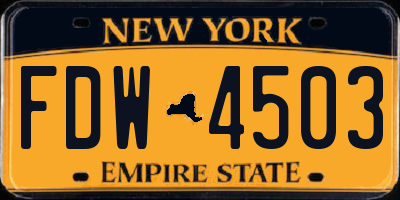 NY license plate FDW4503