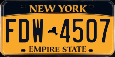 NY license plate FDW4507