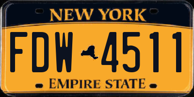 NY license plate FDW4511