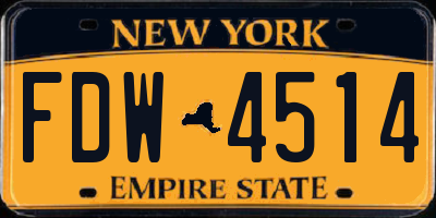 NY license plate FDW4514