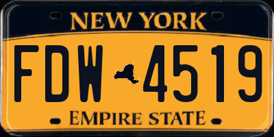 NY license plate FDW4519
