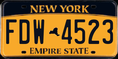 NY license plate FDW4523