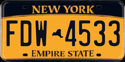 NY license plate FDW4533