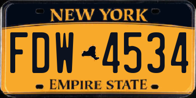 NY license plate FDW4534
