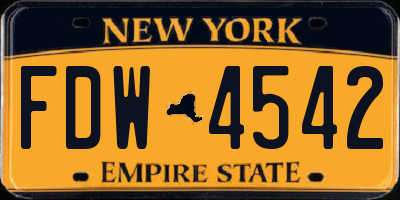 NY license plate FDW4542
