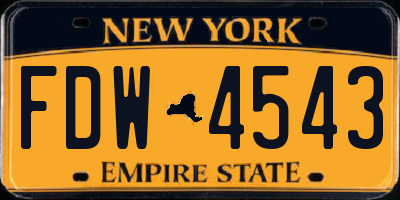 NY license plate FDW4543