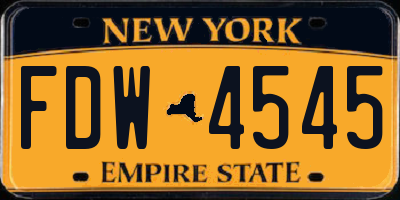 NY license plate FDW4545