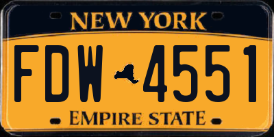 NY license plate FDW4551
