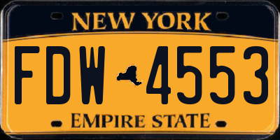 NY license plate FDW4553