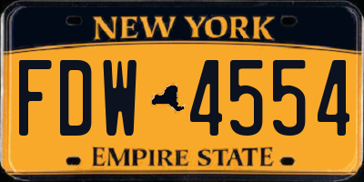 NY license plate FDW4554