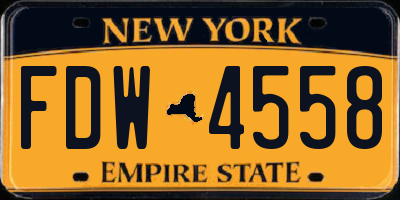 NY license plate FDW4558