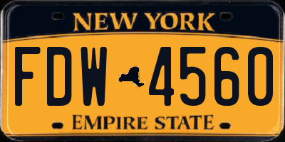 NY license plate FDW4560