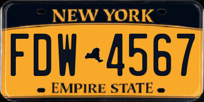 NY license plate FDW4567