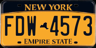 NY license plate FDW4573