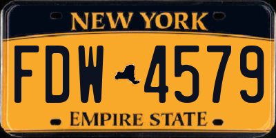 NY license plate FDW4579