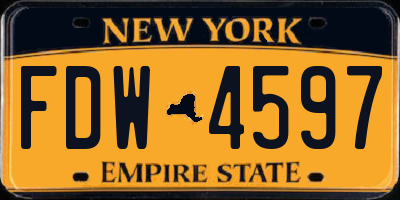 NY license plate FDW4597