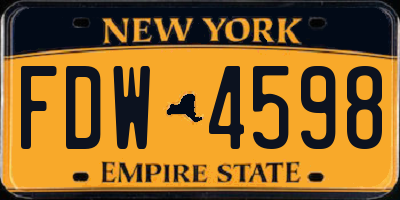 NY license plate FDW4598
