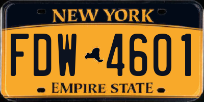 NY license plate FDW4601
