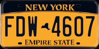 NY license plate FDW4607