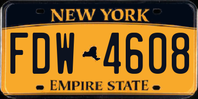 NY license plate FDW4608