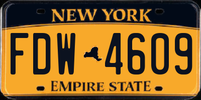 NY license plate FDW4609