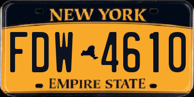 NY license plate FDW4610