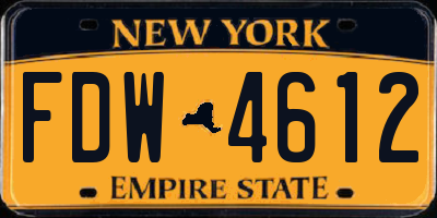 NY license plate FDW4612