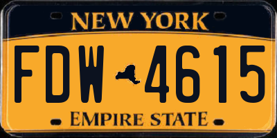 NY license plate FDW4615