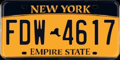 NY license plate FDW4617