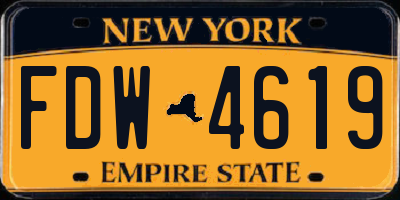 NY license plate FDW4619