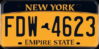 NY license plate FDW4623