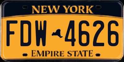 NY license plate FDW4626