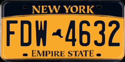NY license plate FDW4632