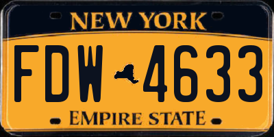 NY license plate FDW4633