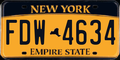 NY license plate FDW4634
